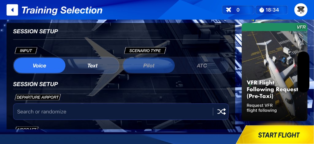 Training Selection — Voice, Pilot, ATC